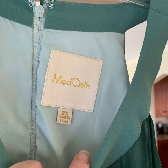 Modcloth Peachy Queen Green Colorblock Colorblock chiffon midi/maxi dress - Picture 4 of 5